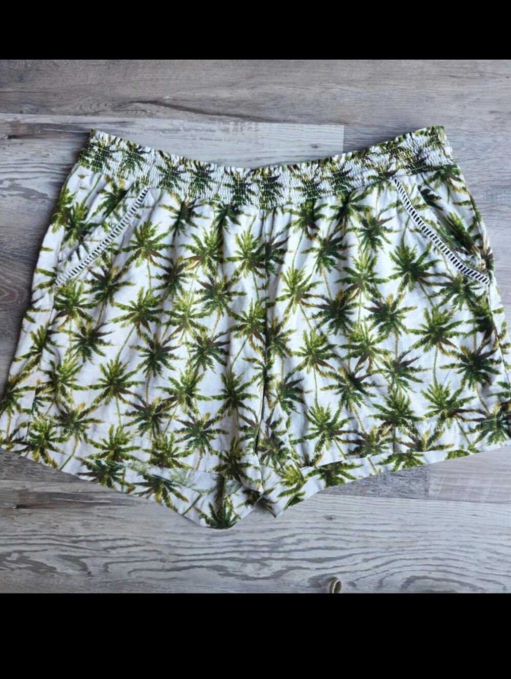 Briggs Palm Tree Linen Blend Shorts XL Tropical Resort Beach Pull On